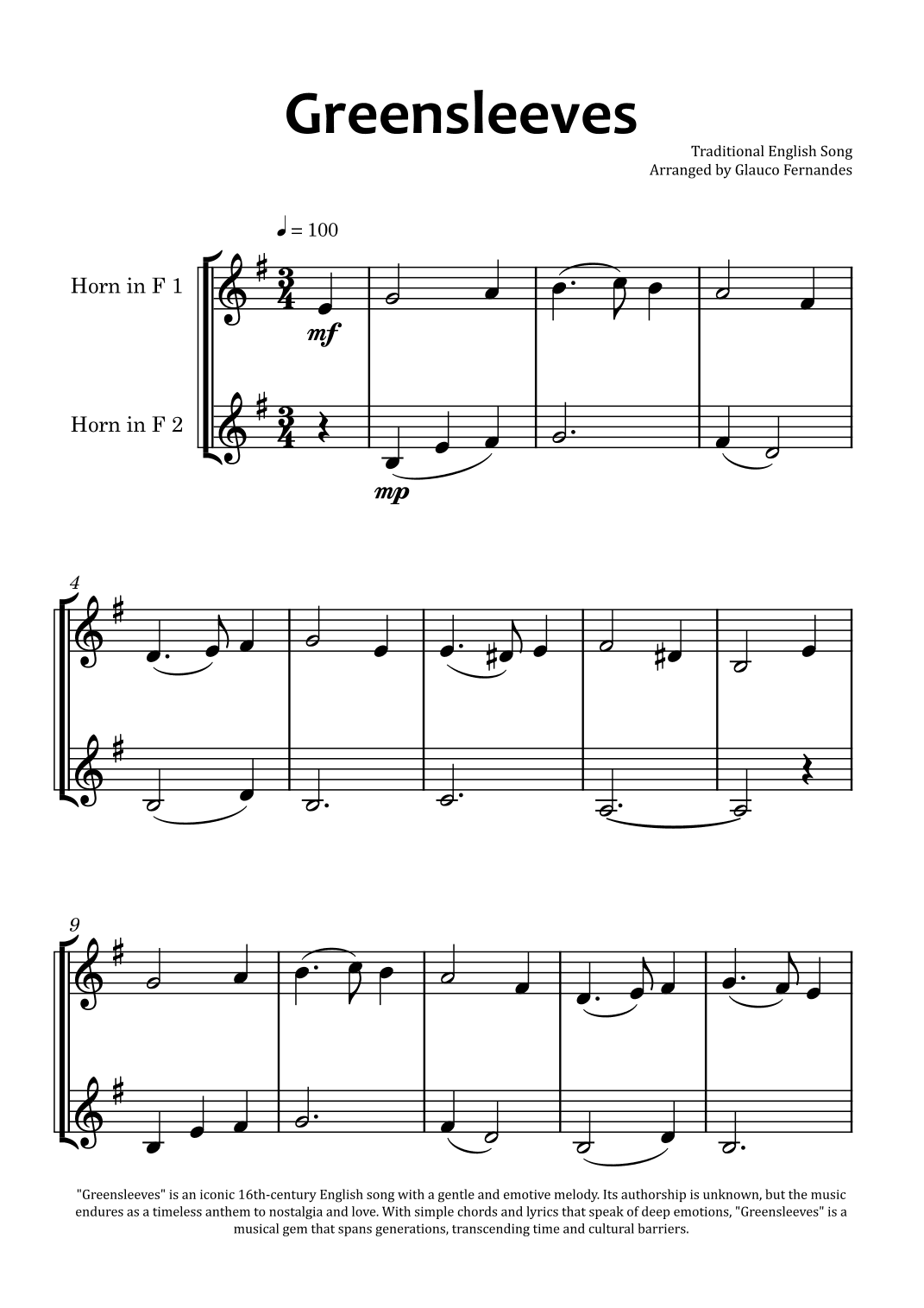 Greensleeves (arr. Glauco Fernandes)