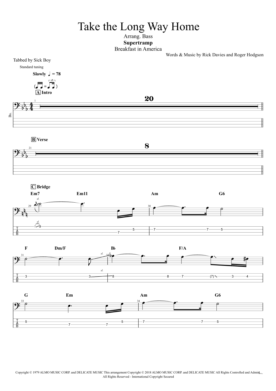 Take The Long Way Home (arr. Sick Boy)