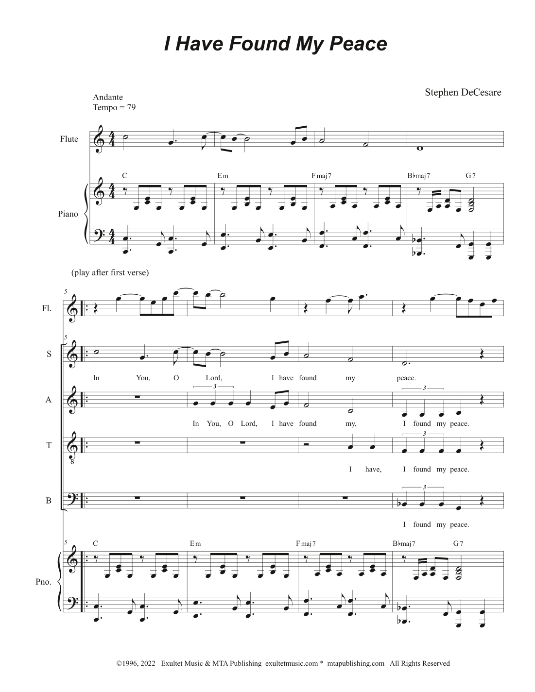 I Have Found My Peace (SATB)