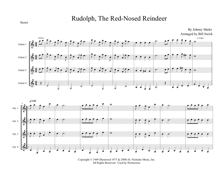 Rudolph The Red-nosed Reindeer (arr. Bill Swick)