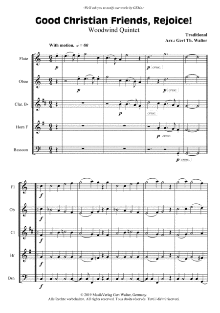Good Christian Friends, Rejoice! (arr. Gert Th. Walter)