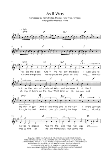 As It Was (arr. Matheus Viana)