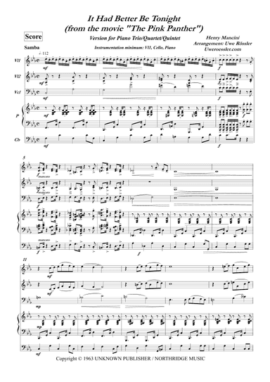 It Had Better Be Tonight (meglio Stasera) (arr. Uwe Roessler / Rössler / Rassler)