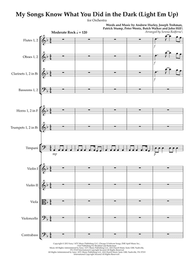 My Songs Know What You Did In The Dark (light Em Up) (arr. Serena Redferne)