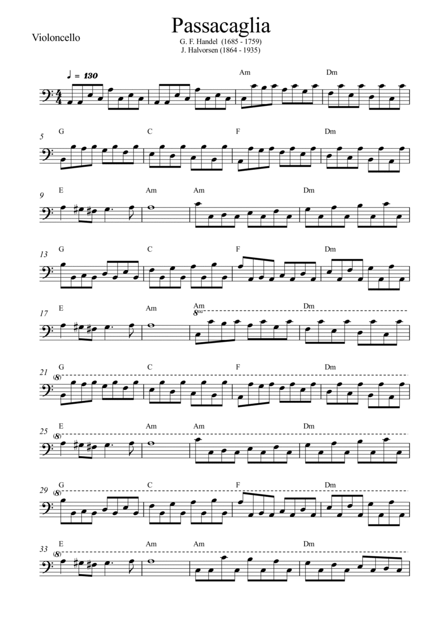Passacaglia - Handel / Halvorsen (Cello) (arr. Wesley S. SIlva)
