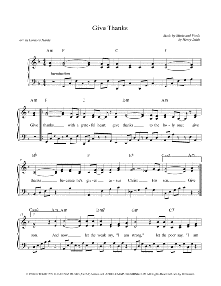Give Thanks (arr. Leonora Hardy)