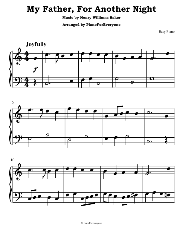 My Father, For Another Night (Easy Piano) (arr. PianoForEveryone)