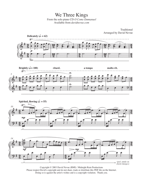 We Three Kings (arr. David Nevue)