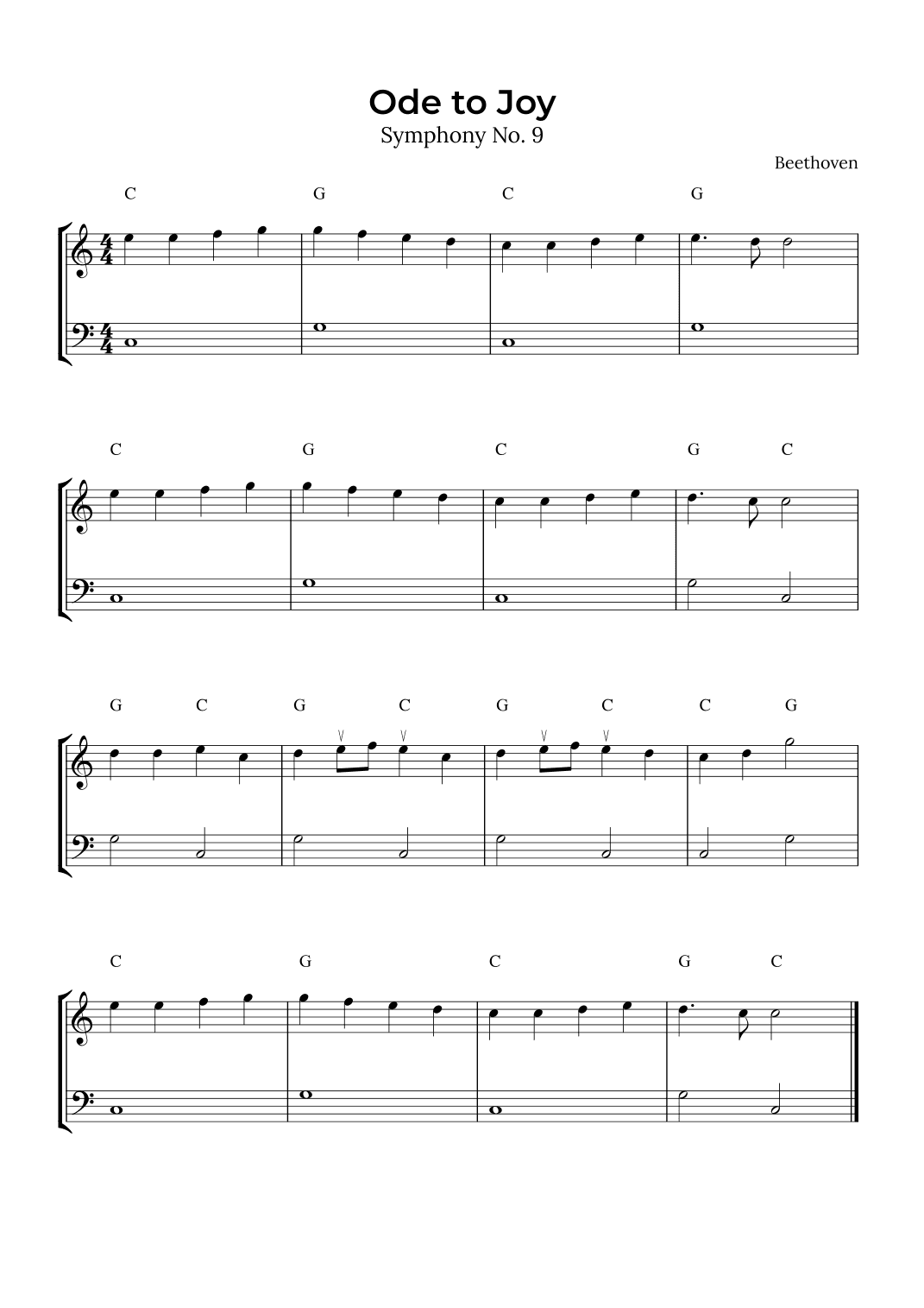 Ode to Joy (Violin and Cello with chord) (arr. Alex Nunes Rodrigues)