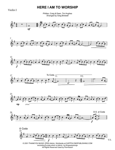 Here I Am To Worship (light Of The World) (arr. Greg Birdwell)