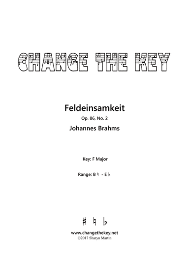 Feldeinsamkeit - F Major (arr. Change the Key)