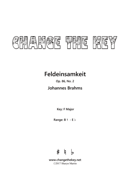 Feldeinsamkeit - F Major (arr. Change the Key)