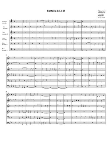 Fantasia no.1 a6 (arrangement for 6 recorders) (arr. Gil Garty)