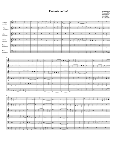 Fantasia no.1 a6 (arrangement for 6 recorders) (arr. Gil Garty)
