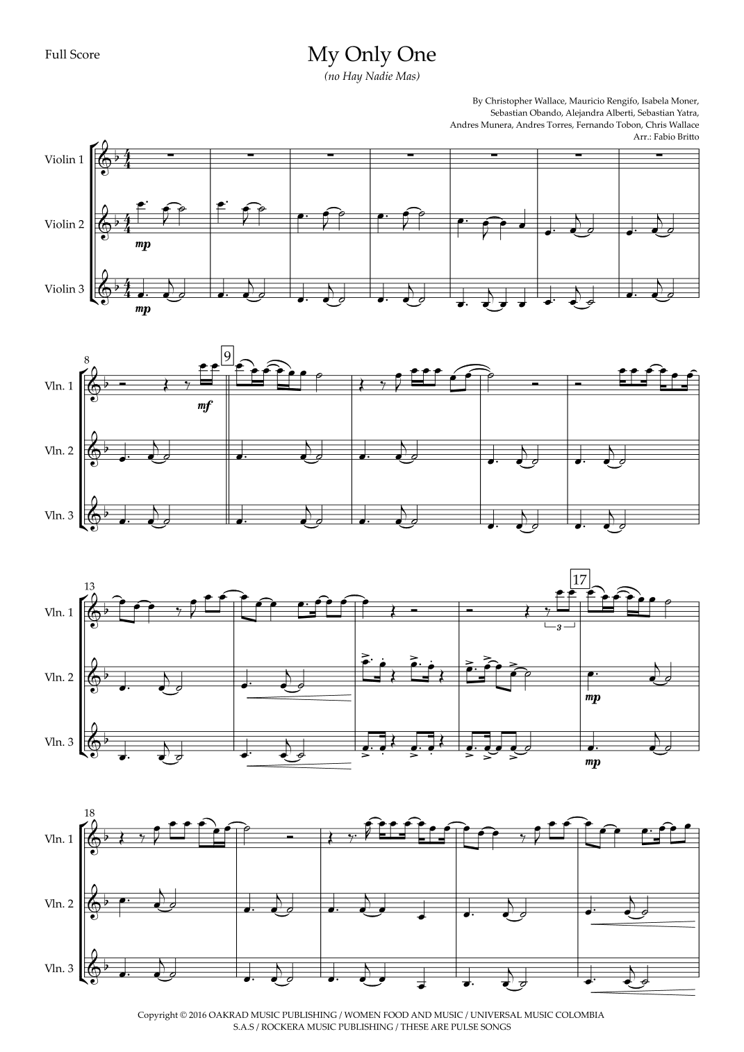 My Only One (no Hay Nadie Mas) (arr. Ottirb Sage)