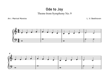 Ode to Joy - Beethoven (Beginner piano) (arr. Marival Moreira)