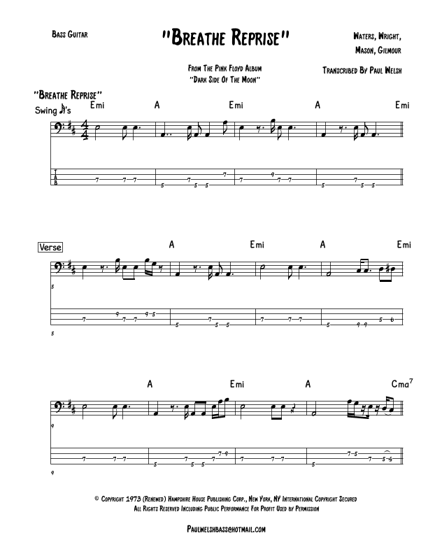 Breathe (reprise) (arr. P Welsh)