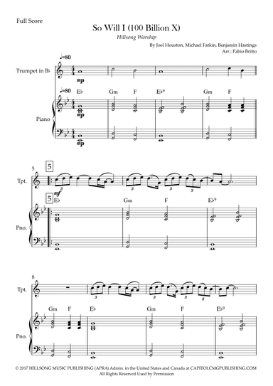 So Will I (100 Billion X) (arr. Fabio Britto)