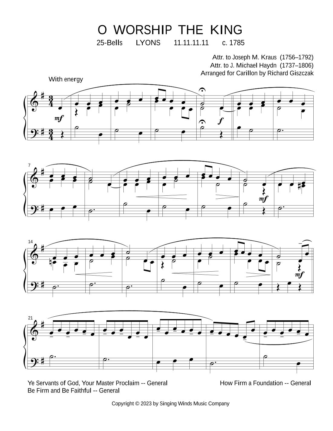 25B. O Worship the King (LYONS) (arr. Richard Giszczak)
