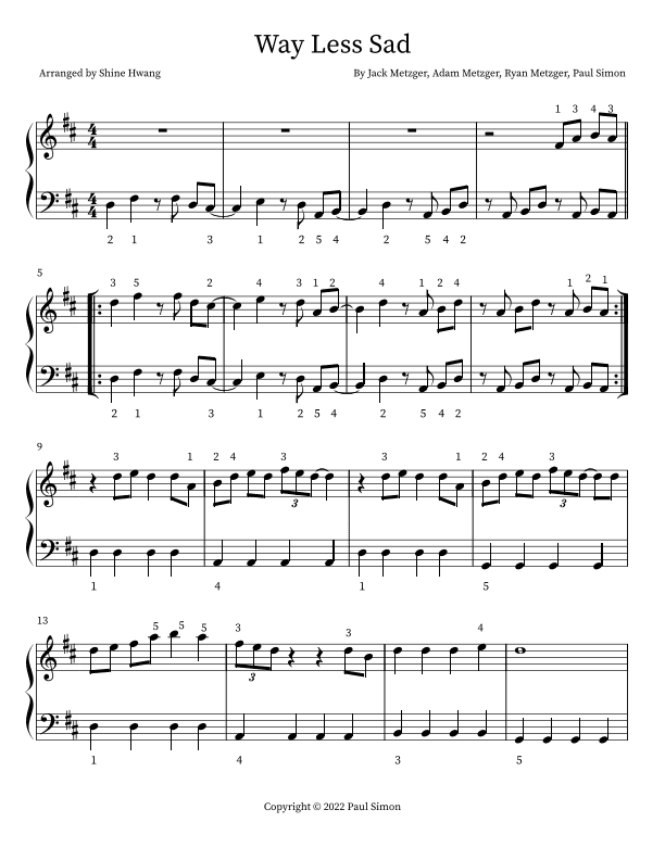 Way Less Sad (arr. Shine Hwang)