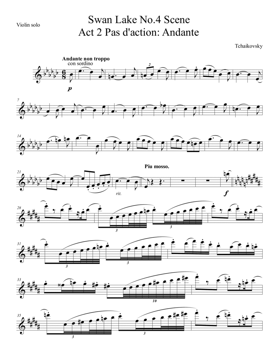Swan Lake violin solo from Act 2 scene 4 introduction (arr. Kim Kirkman)