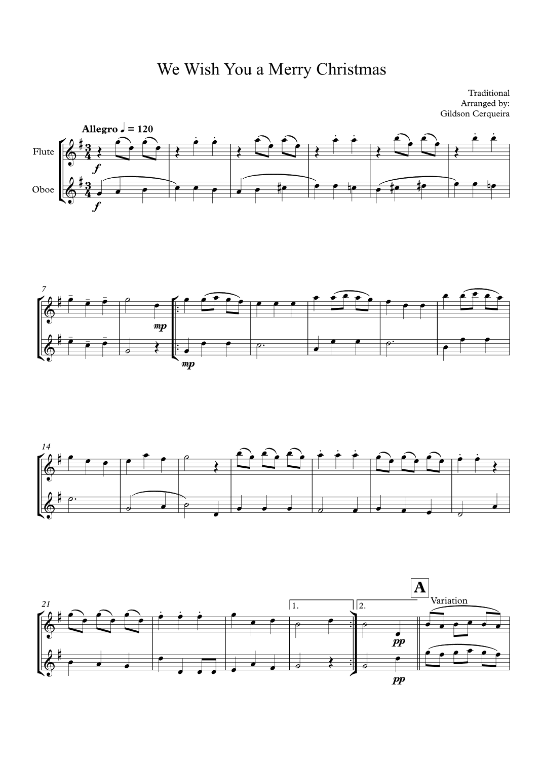 We Wish You a Merry Christmas (arr. Gildson Cerqueira)