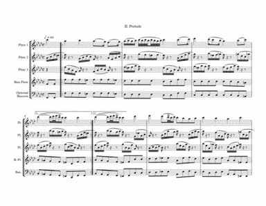 Ich ruf zu Dir, Herr Jesu Christ, II. Prelude, by J.S. Bach, arranged for Flute Choir (3 Flutes, Bas (arr. J.W. Carter)