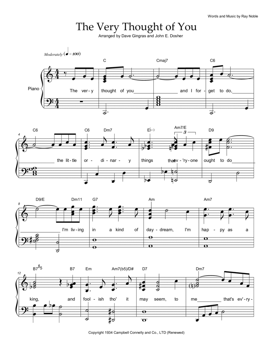The Very Thought Of You (arr. Dave Gingras, John E. Dosher)