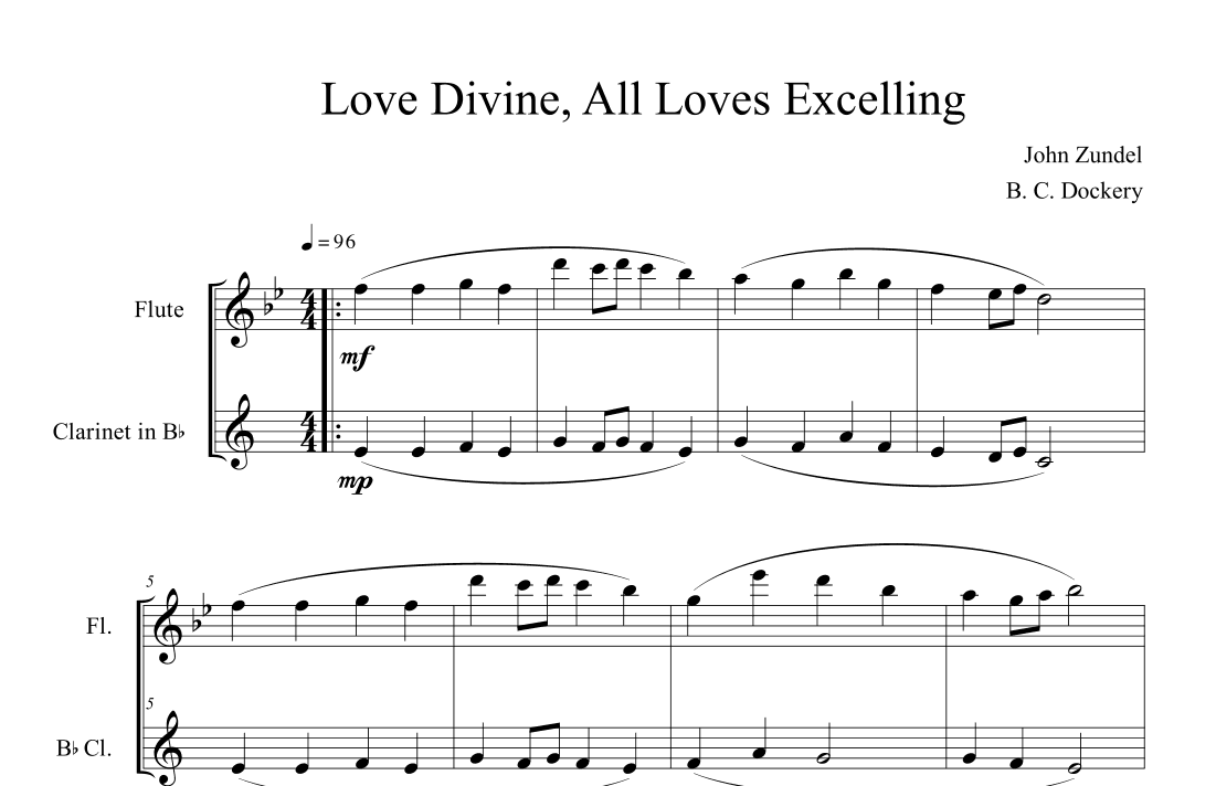 Love Divine, All Loves Excelling (Flute and Clarinet Duet) (arr. B. C. Dockery)