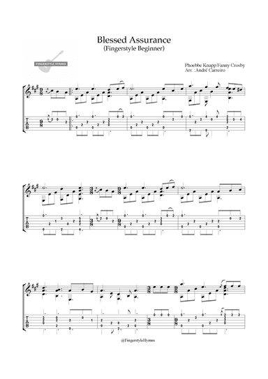 Blessed Assurance - Fingerstyle Guitar (Beginner) (arr. A. Carreiro)