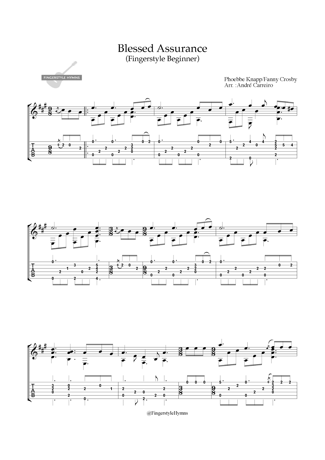 Blessed Assurance - Fingerstyle Guitar (Beginner) (arr. A. Carreiro)