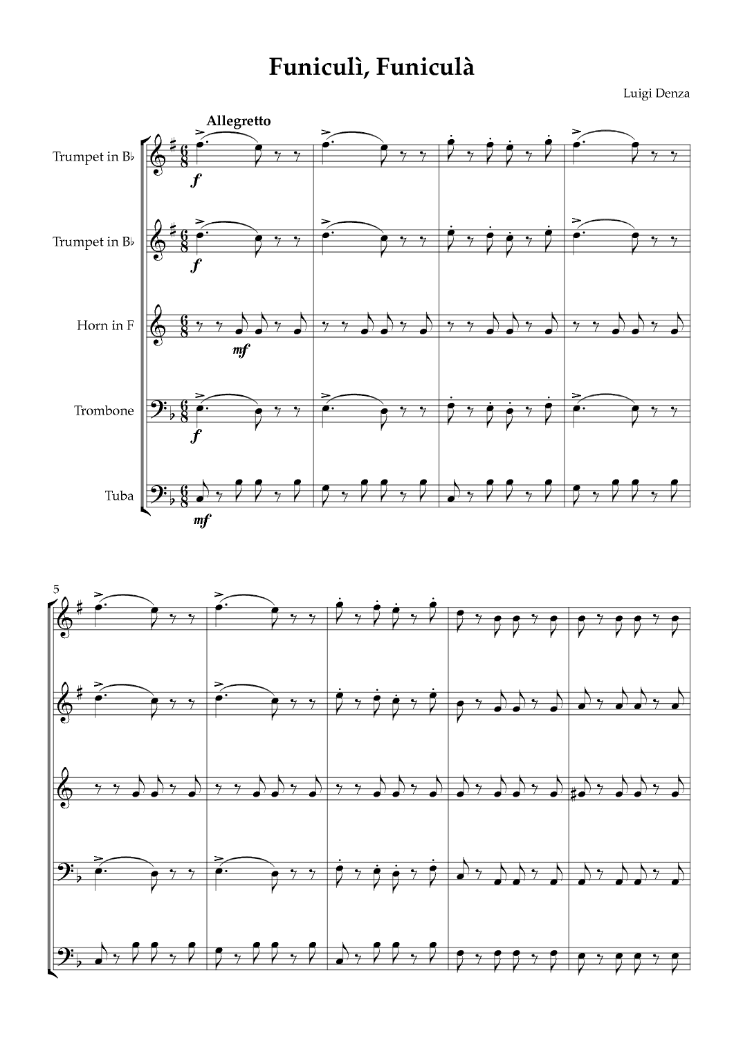 Funiculì, Funiculà - Brass Quintet (arr. Karen Gueiros)