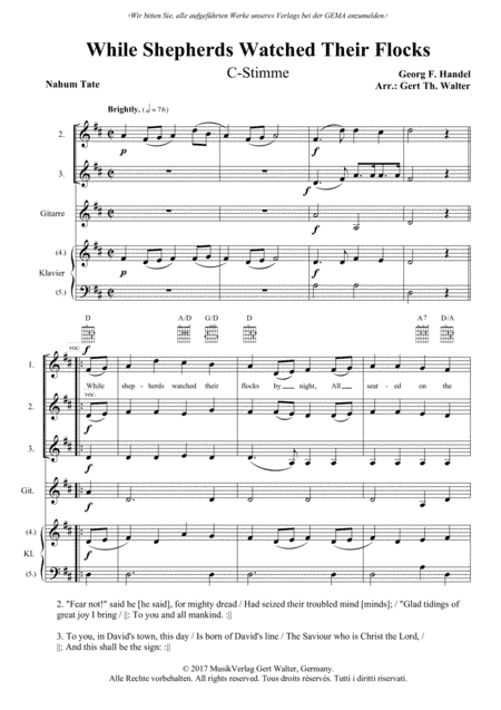 While Shepherds Watched Their Flocks (arr. Gert Th. Walter)