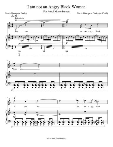 I Am Not An Angry Black Woman for mezzo-soprano (Range: A4 to A6)