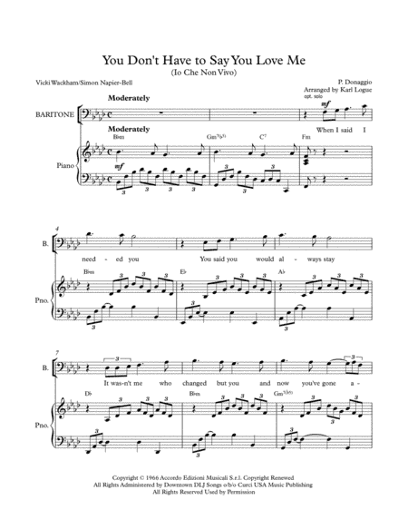 You Don't Have To Say You Love Me (arr. Karl Logue)
