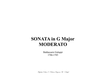 SONATA IN G MAJOR - MODERATO - B. Galuppi - For Organ (arr. Renato Tagliabue)