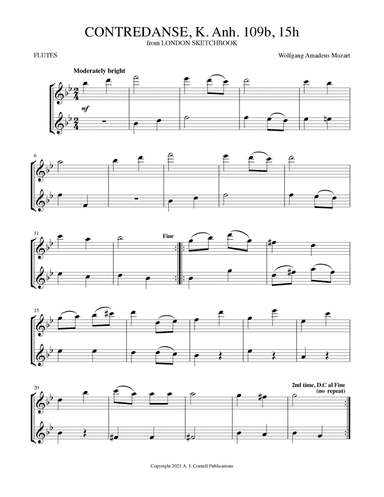 Contredanse, K. Anh. 109b, 15h (from London Sketchbook) (arr. Mark Phillips)