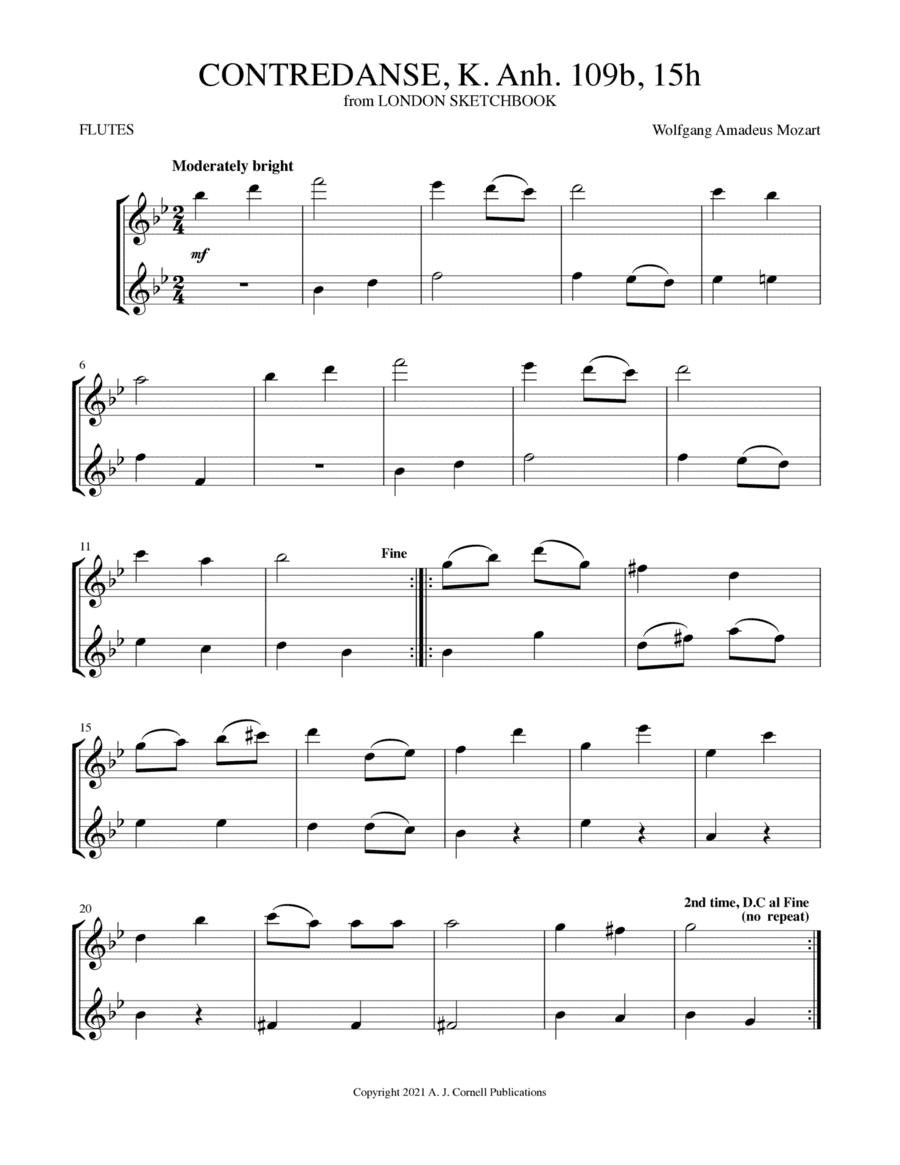 Contredanse, K. Anh. 109b, 15h (from London Sketchbook) (arr. Mark Phillips)