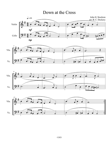 Down at the Cross (violin and cello duet) (arr. B. C. Dockery)