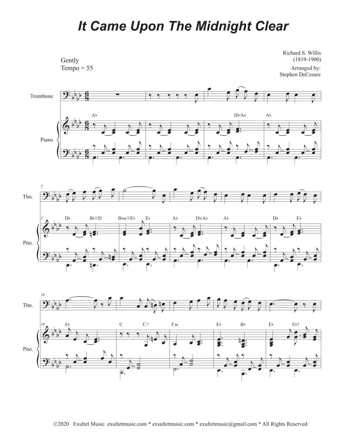 It Came Upon The Midnight Clear (Trombone solo and Piano) (arr. Stephen DeCesare)