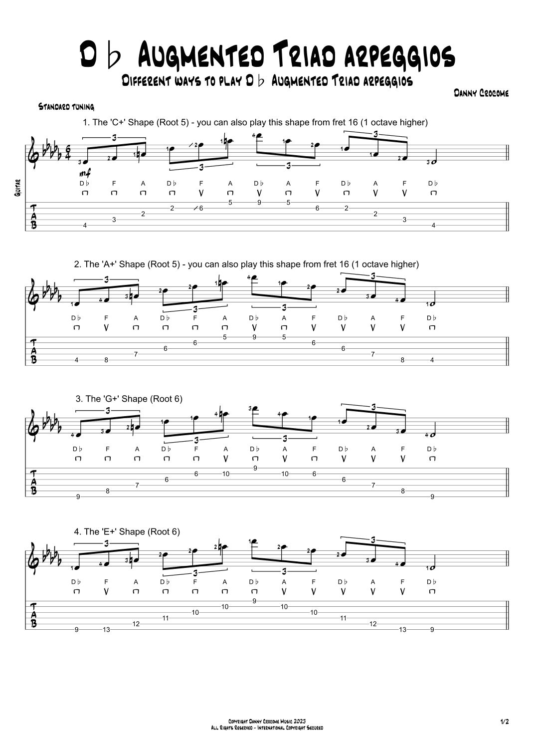 Db Augmented Triad Arpeggios (5 Ways to Play)