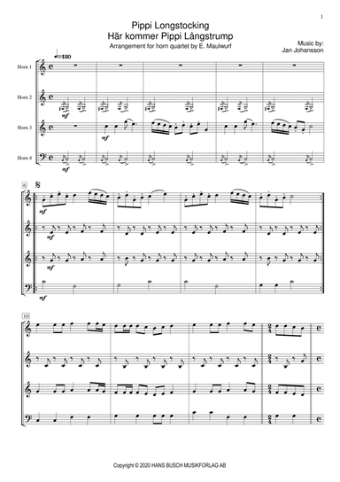 Here Comes Pippi Longstocking (arr. Maulwurf)