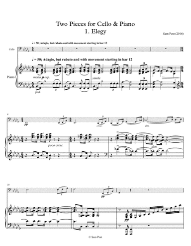 Two Pieces for Cello & Piano, op. 19