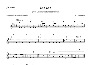 Can Can - J. Offenbach - Oboe solo (with chords) (arr. Marival Moreira)