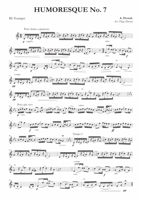 Humoresque No. 7 for Trumpet and Piano (arr. Diego Marani)