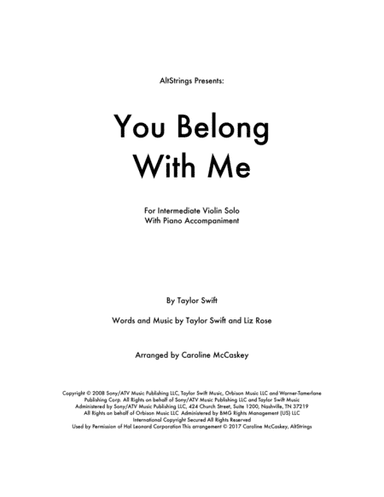 You Belong With Me (arr. Caroline McCaskey)