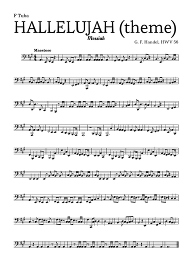 Aleluia (HALLELUJAH), of the Messiah - for F Tuba and accompaniment (arr. Leyandder Trustworthy)