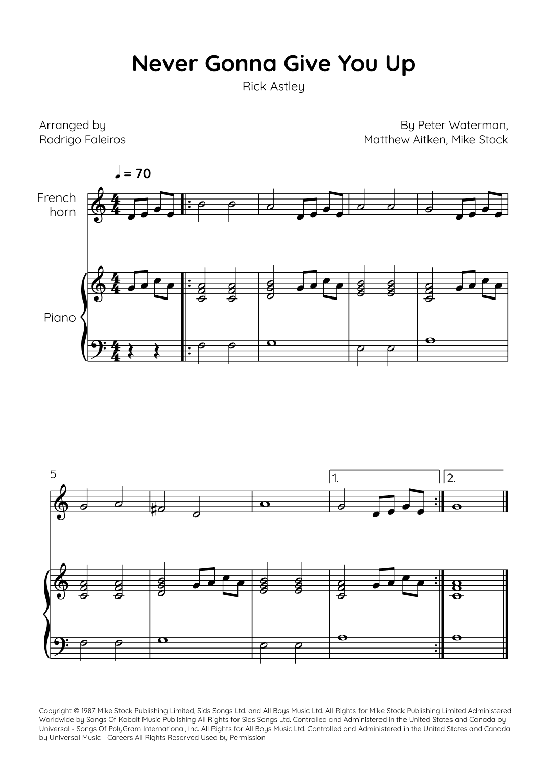 Never Gonna Give You Up (arr. Rodrigo Faleiros)