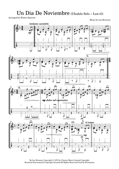 Un Dia De Noviembre (arr. Winter Sparrow)