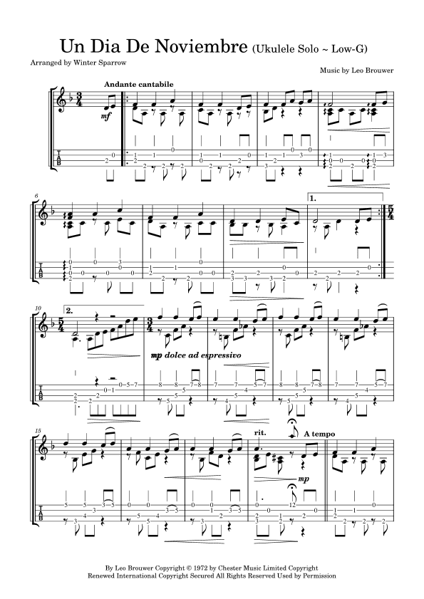 Un Dia De Noviembre (arr. Winter Sparrow)